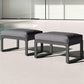 CozyHome 2 Pieces Aluminum Outdoor Patio Ottoman Set, Outdoor Foot Stools with Thick Cushion, Small Seat Furniture for Porch Balcony Backyard, Grey