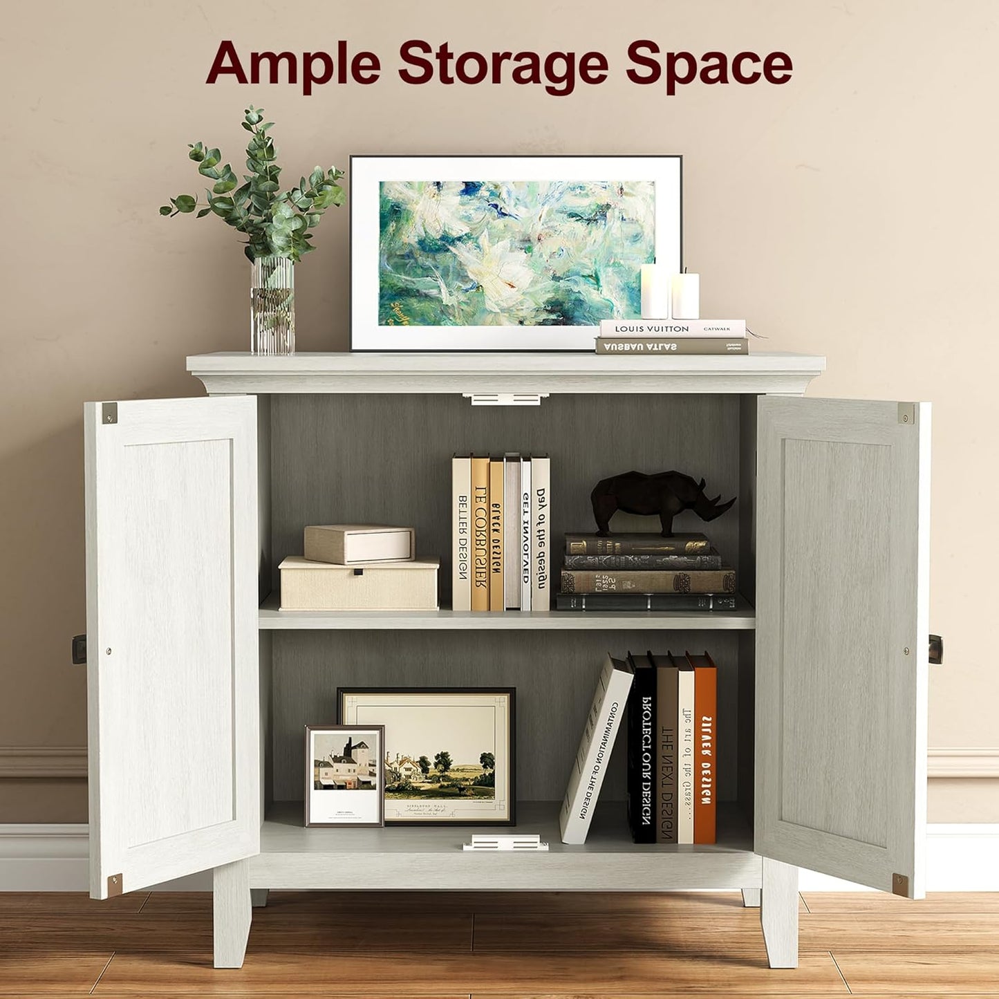 Royalcraft 2-Door Buffet Cabinet with Storage, Bohemian Sideboard with Adjustable Shelves, Wood Credenza Cabinet, Console Table for Bedroom, Living Room, Dining Room, Hallway