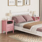 May in Color Fluted Nightstand with 2 Drawers, Modern Wooden Sofa Table with Storage for Small Spaces, Tall End Table for Bedroom