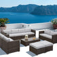 12 PCS Outdoor Patio PE Rattan Wicker Sofa with Ottoman