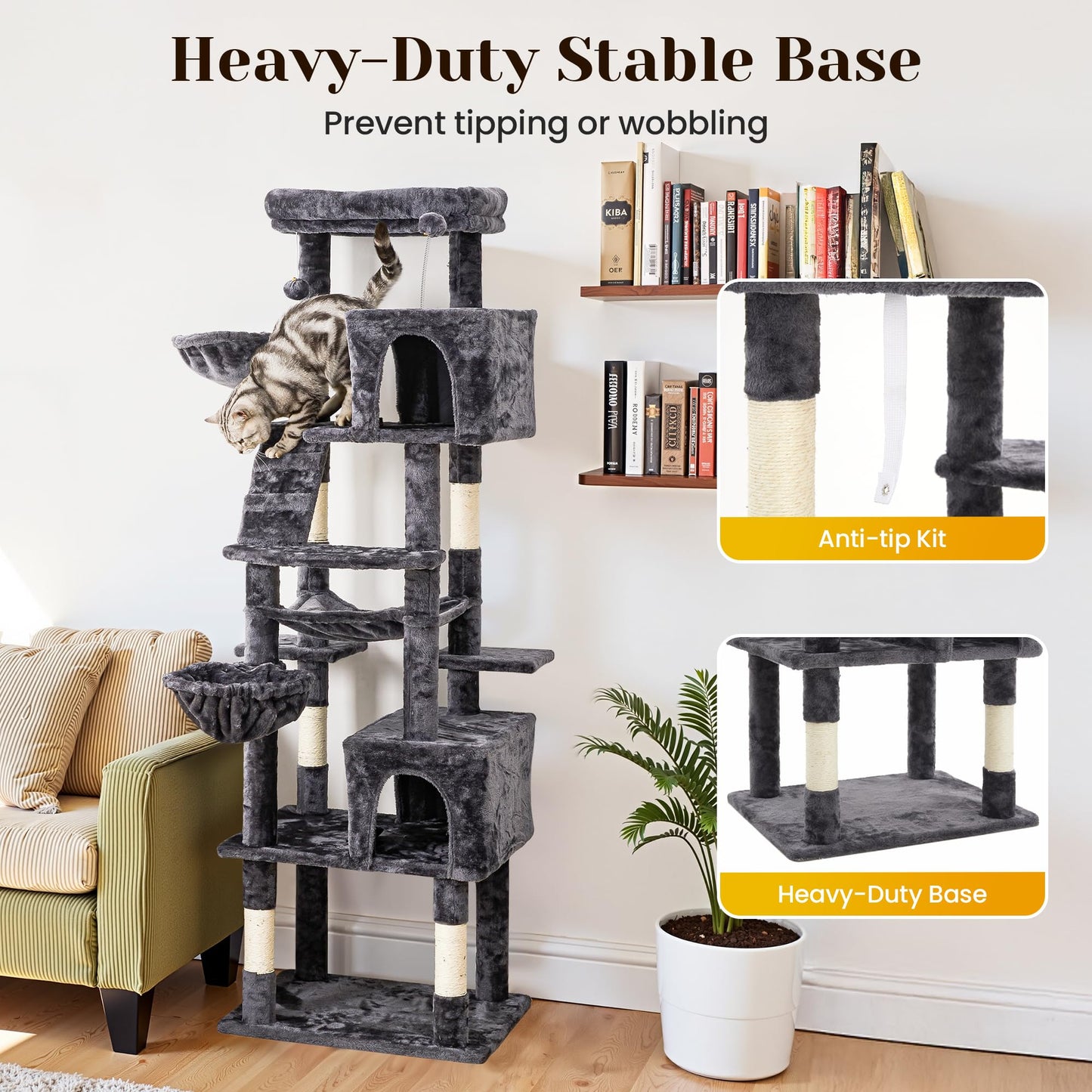 Keygarzone Large Cat Tree with Scratching Posts, 73"