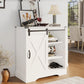 Heneymo Superjoe Buffet Storage Cabinet, 33" Farmhouse Coffee Bar Cabinet w/Sliding Door, Wooden Sideboard Rustic Cabinet Table for Dining Room Living Room Entryway, Light Gray