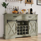 Royalcraft Farmhouse Coffee Bar Cabinet, 52" Wine Cabinet with Sliding Barn Door, Adjustable Shelves, and Steam Holder, Buffet Sideboard Cabinet for Dining Room, Living Room