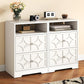 RoyalCraft Large Nightstand with 2 Drawers, Modern Side Table with Charging Station, Accent End Table with Diamond Carvings, Storage Cabinet for Living Room, Bedroom, Entryway, Set of 2