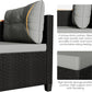 RoyalCraft 3-Piece Outdoor Patio Furniture Set, PE Wicker L-Shaped Sectional with Storage Table and Cushions, Small Rattan Conversation Set for Balcony Garden Deck
