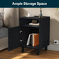 Royalcraft Nightstand with 1 Door, Modern Side Table with Charging Station,  Accent End Table with Solid Wood Legs, Bedside Table for Living Room, Bedroom, Entryway