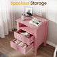 May in Color Fluted Nightstand with 2 Drawers, Modern Wooden Sofa Table with Storage for Small Spaces, Tall End Table for Bedroom