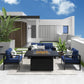 May in Color Patio Furniture Metal Armchair,2 PCS All-Weather Aluminum Garden Outdoor Contemporary Sofa Chair with Cushions,Deep Blue
