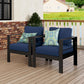 May in Color Patio Furniture Metal Armchair,2 PCS All-Weather Aluminum Garden Outdoor Contemporary Sofa Chair with Cushions,Deep Blue