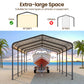 CozyHome 12x20 FT Metal Carport, Heavy Duty Canopy with Updated Roof & Enhanced Base, Multi-Use Carport Garage for Car, Truck, Boat, Tractors, Party, Grey