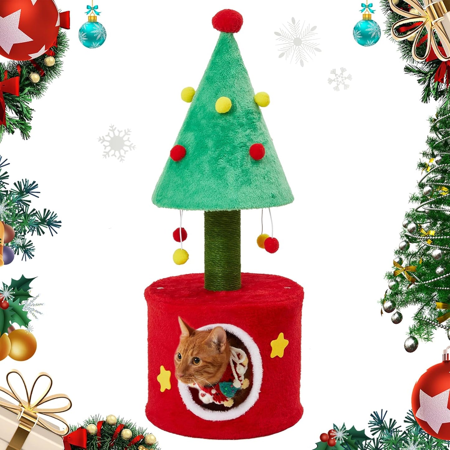 Keygarzone Cat Christmas Tree Tower for Indoor Cats
