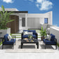 May in Color Outdoor Loveseat Aluminum Patio Furniture Sofa, All-Weather Metal Outdoor Couch with Cushions,Deep Blue