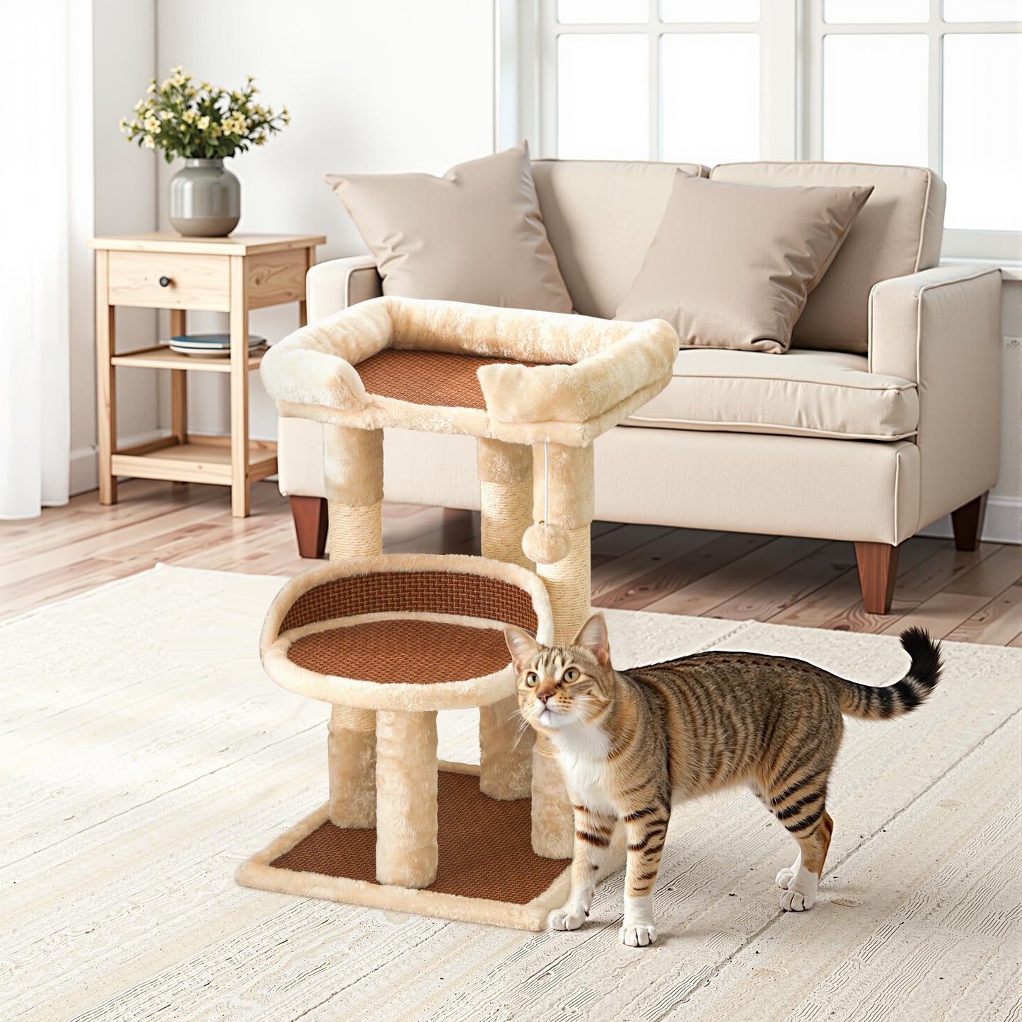 Keygarzone 27-inch Multi-Level Cat Tree for Indoor Cats