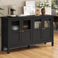 RoyalCraft Sideboard Buffet Cabinet with Storage, 55'' Storage Cabinet with Acrylic Accents, Accent Cabinet with Adjustable Shelves, Wood Credenza for Living Room, Dining Room, Entryway