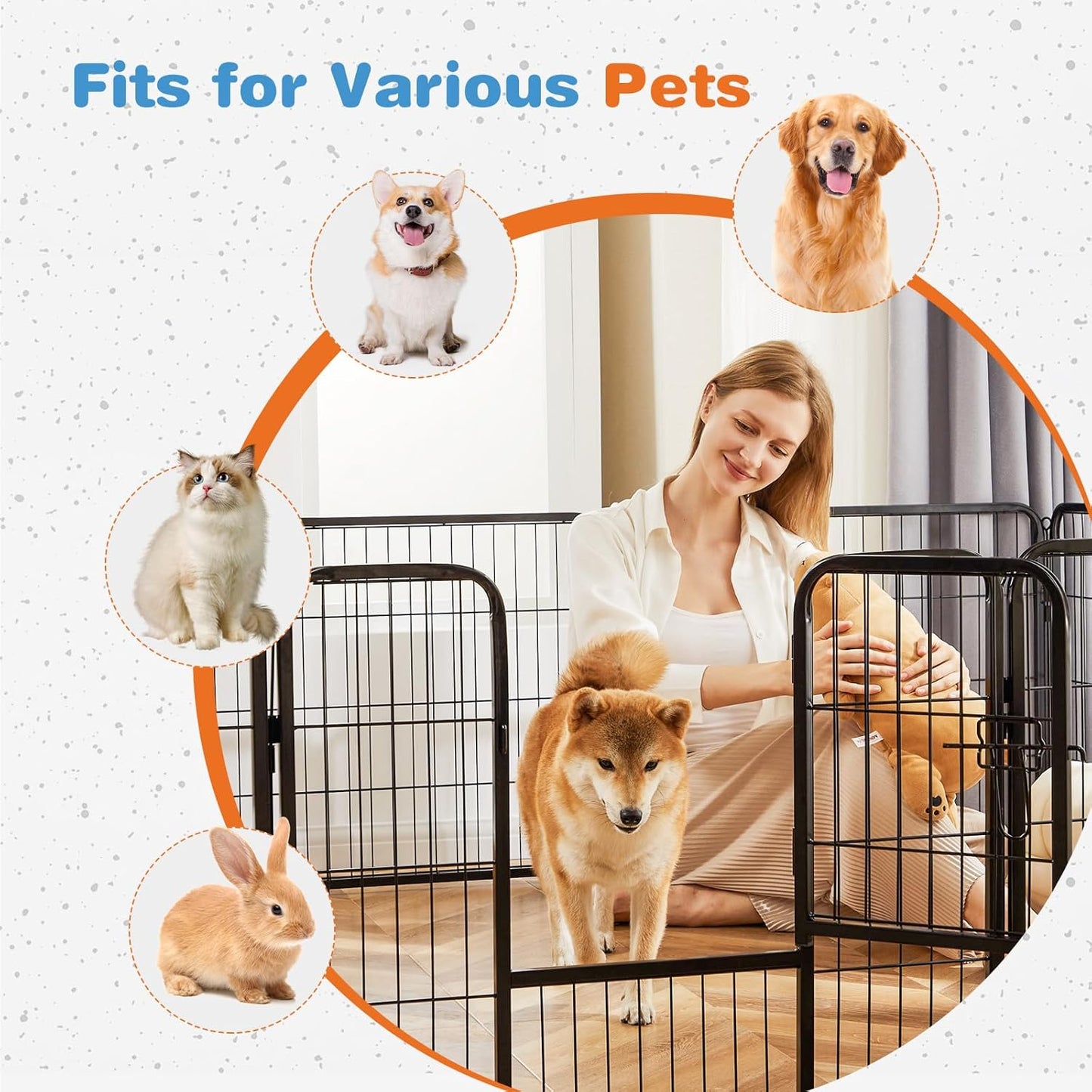 Dog Playpen Indoor Fence Height Metal Exercise Pen with Door