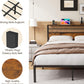 Royalcraft Bed Frame: Industrial Platform Bed w/ Wood Headboard, Storage Shelves, LED lights, and Steel Slats, No Box Spring Needed, Easy Assembly