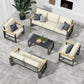 CozyHome Aluminum Patio Furniture, 7-Seats Metal Outdoor Furniture Set with Coffee Table, Modern Patio Sofa Sets Outdoor Conversation Set for Pool Garden Porch Backyard, Beige