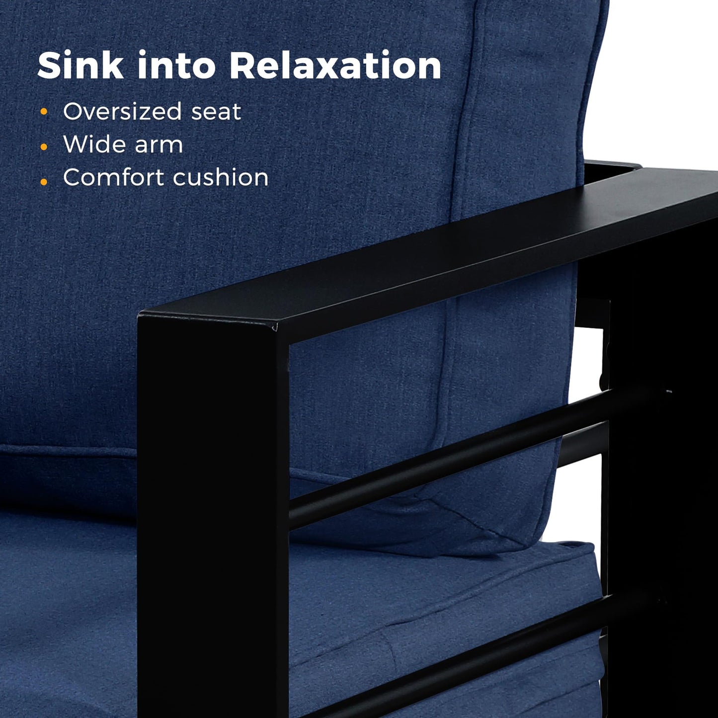 May in Color Aluminum Outdoor Patio Furniture Set, 5 Seats Modern Patio Sectional Sofa Conversation Set, Outdoor Seating Set with Coffee Table for Deck Garden Backyard, Blue