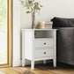 May in Color Fluted Nightstand with 2 Drawers, Modern Wooden Sofa Table with Storage for Small Spaces, Tall End Table for Bedroom