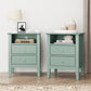 May in Color Fluted Nightstand with 2 Drawers, Modern Wooden Sofa Table with Storage for Small Spaces, Tall End Table for Bedroom