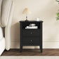 RoyalCraft Fluted Nightstand with 2 Drawers, Modern Wooden Sofa Table with Storage for Small Spaces, Tall End Table for Bedroom, Living Room, Couch Coffee Table