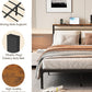 Royalcraft Bed Frame with Charging Station, Platform Bed with Metal Slats, Upholstered Headboard with Storage Shelves, No Box Spring Needed