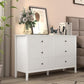 White 6 Drawer Dresser 47" Wide, Modern Wood Chest of Drawers, Double Silent Slide Drawers Storage Organizer Cabinet for Bedroom, Nursery, Living Room, Hallway