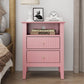 May in Color Fluted Nightstand with 2 Drawers, Modern Wooden Sofa Table with Storage for Small Spaces, Tall End Table for Bedroom