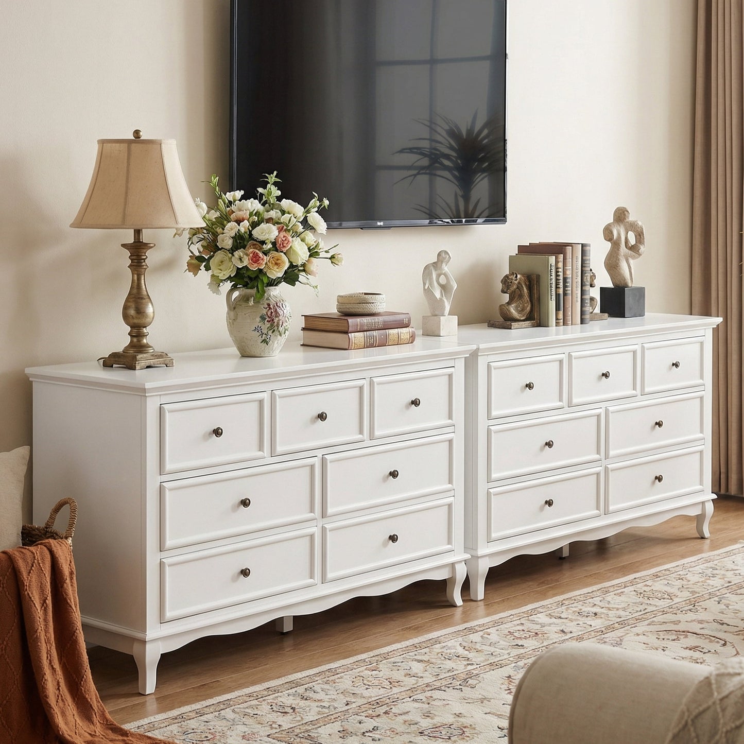 May in Color 7 Drawer Dresser with Solid Wood Legs for Bedroom, Living Room, Hallway