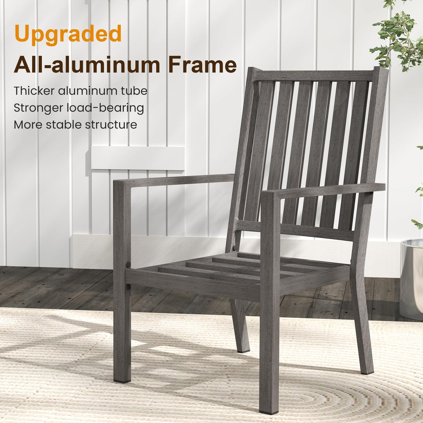 May in Color Aluminum 7 Pieces Patio Dining Sets, Outdoor Dining Table with 6 Chairs, Outdoor Patio Dining Furniture Set with Removable Cushion for Lawn, Garden, Backyard, Gray