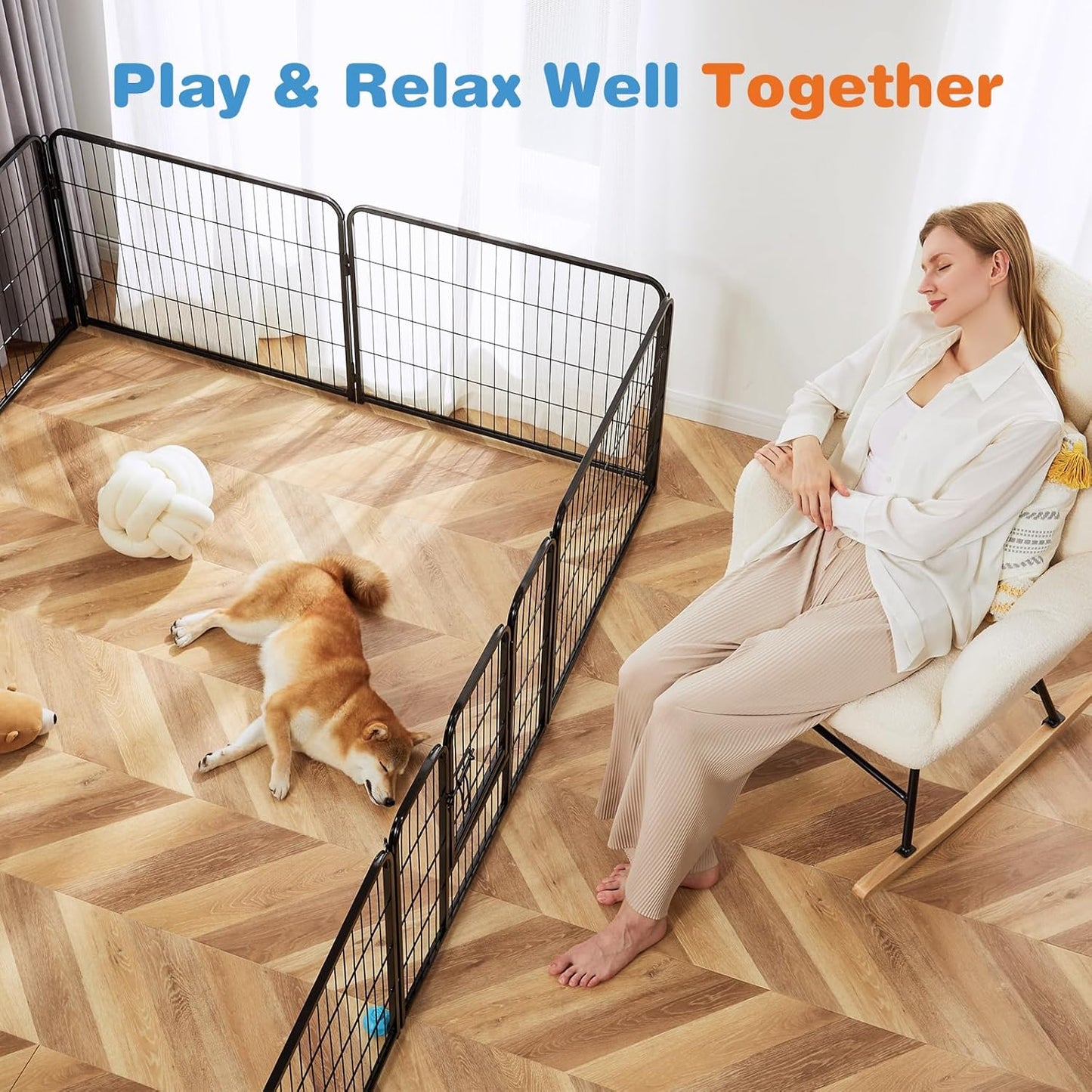 Dog Playpen Indoor Fence Height Metal Exercise Pen with Door