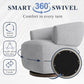 Swivel Accent Chair, Fully Assembled Round Barrel Chairs, Oversized Upholstered Armchair with 360-Degree Base, Modern Club Chair for Living Room, Bedroom, Office, Grey