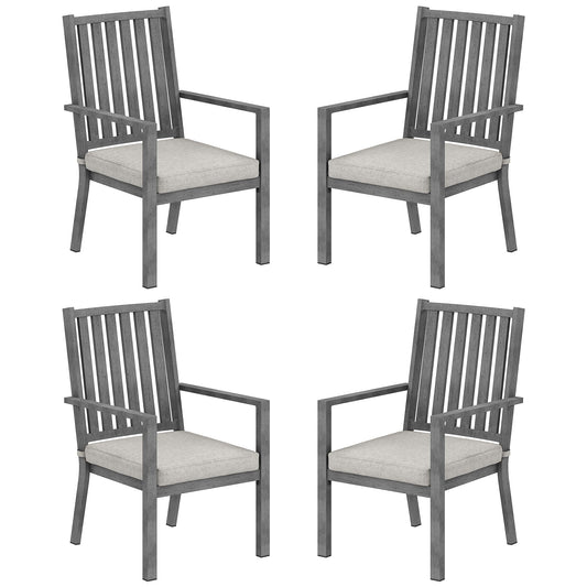 May in Color Patio Dining Chair Set of 4, Aluminum Outdoor Dining Chairs with Waterproof Cushions, Metal Outdoor Patio Furniture Seating for Porch, Balcony, Deck, Backyard, Gray