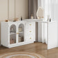 RoyalCraft 83?¡À Large Extendable Makeup Vanity Desk, Corner Vanity Table with 3 Drawer & 2 Door, Modern Dressing Table and Chest of Drawers Combo, Accent Vanity for Bedroom, Dressing Room
