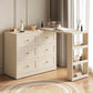 Royalcraft 6-Drawer Extendable Corner Vanity Table and Dresser Combo with 3 Side Shelves, Makeup Vanity Desk, Wood Dressing Table for Bedroom, Dressing Room