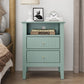 May in Color Fluted Nightstand with 2 Drawers, Modern Wooden Sofa Table with Storage for Small Spaces, Tall End Table for Bedroom