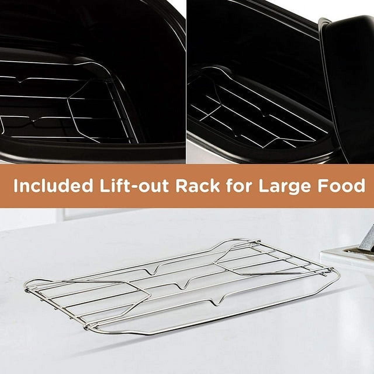 Superjoe 22 QT Electric Roaster Oven, with Self-Basting Lid, Stainless Steel Roaster Pan, Silver