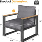 Royalcraft Aluminum Outdoor Armchair, 2 Pieces All-Weather Metal Patio Single Sofa, Patio Conversation Set for Porch Backyard Garden, Grey