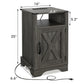Superjoe Farmhouse Nightstand w/Charging Station, Wooden Rustic Tall Bedside Table, End Table w/Storage Shelf & Shelf for Bedroom, Living Room, Dark Gray
