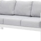 Superjoe Outdoor 3 Seats Patio Furniture Aluminum Sofa Couch, White Metal Chair with Cushions, Light Grey