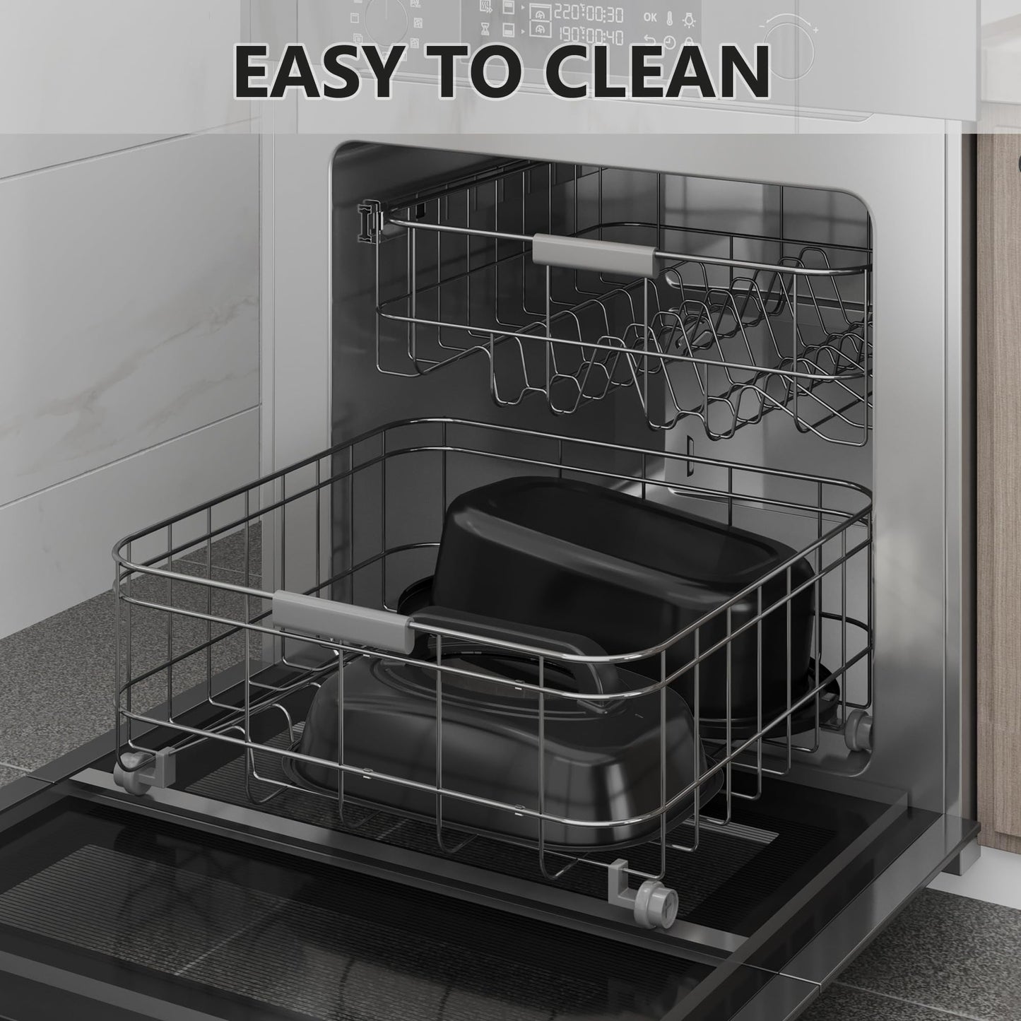 RoyalCraft Roaster Oven 28 Quart, Electric Roaster Oven with Visible & Self-Basting Lid, Turkey Roaster Oven with Removable Pan & Rack, Variable Temperature Control, Stainless Steel, Silver