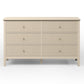 May in Color Fluted 6 Drawer Dresser, Wide Modern Chest of Drawers, Large Wood Storage Cabinet Organizer for Bedroom, Living Room, Hallway, Entryway, Beige