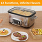 8 Quart 12-IN-1 Multi Cooker, Digital Programmable Slow Cooker with LED Display & Timer, 1250W Rice Cooker with Nonstick Inner Pot for Bake, Saute, Roast, Stew, Sous Vide, Dishwasher Safe, Silver