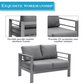 Heynemo 4 Pcs Outdoor Furniture Sofa Set Aluminum Patio Conversation Set With Coffee Table and 5 Inches Cushions, Gray