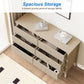 May in Color Fluted 6 Drawer Dresser, Wide Modern Chest of Drawers, Large Wood Storage Cabinet Organizer for Bedroom, Living Room, Hallway, Entryway, Beige