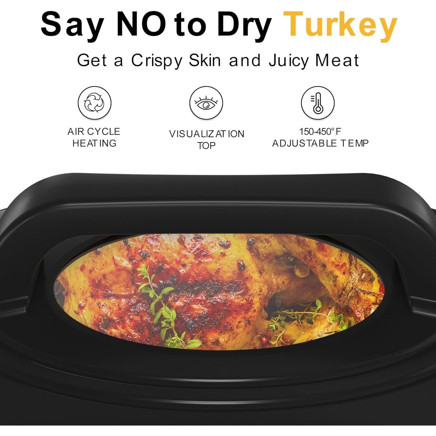 Superjoe 22 QT Electric Roaster Oven, with Self-Basting Lid, Stainless Steel Roaster Pan, White