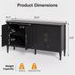 Superjoe Console Cabinet, 58'' Mid Century Modern Pantry Cabinet, Wood Buffet Cabinet, Media Cabinet with 4 Doors, Accent Cabinet for Entryway, Living Room, Bedroom, Dining Room (Black)