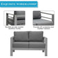 Superjoe Outdoor 2-Seat Patio Aluminum Loveseat Sofa Couch Furniture with Light Grey Cushions, Grey