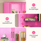 Heynemo 64'' Tall Display Cabinet with Acrylic Doors and LED Lights, Pink