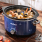 Sunvivi 4QT Compact Slow Cooker & Food Warmer with 3 Temperature Settings, Removable Ceramic Pot, Dishwasher-Safe Glass Lid, Stainless Steel - Blue